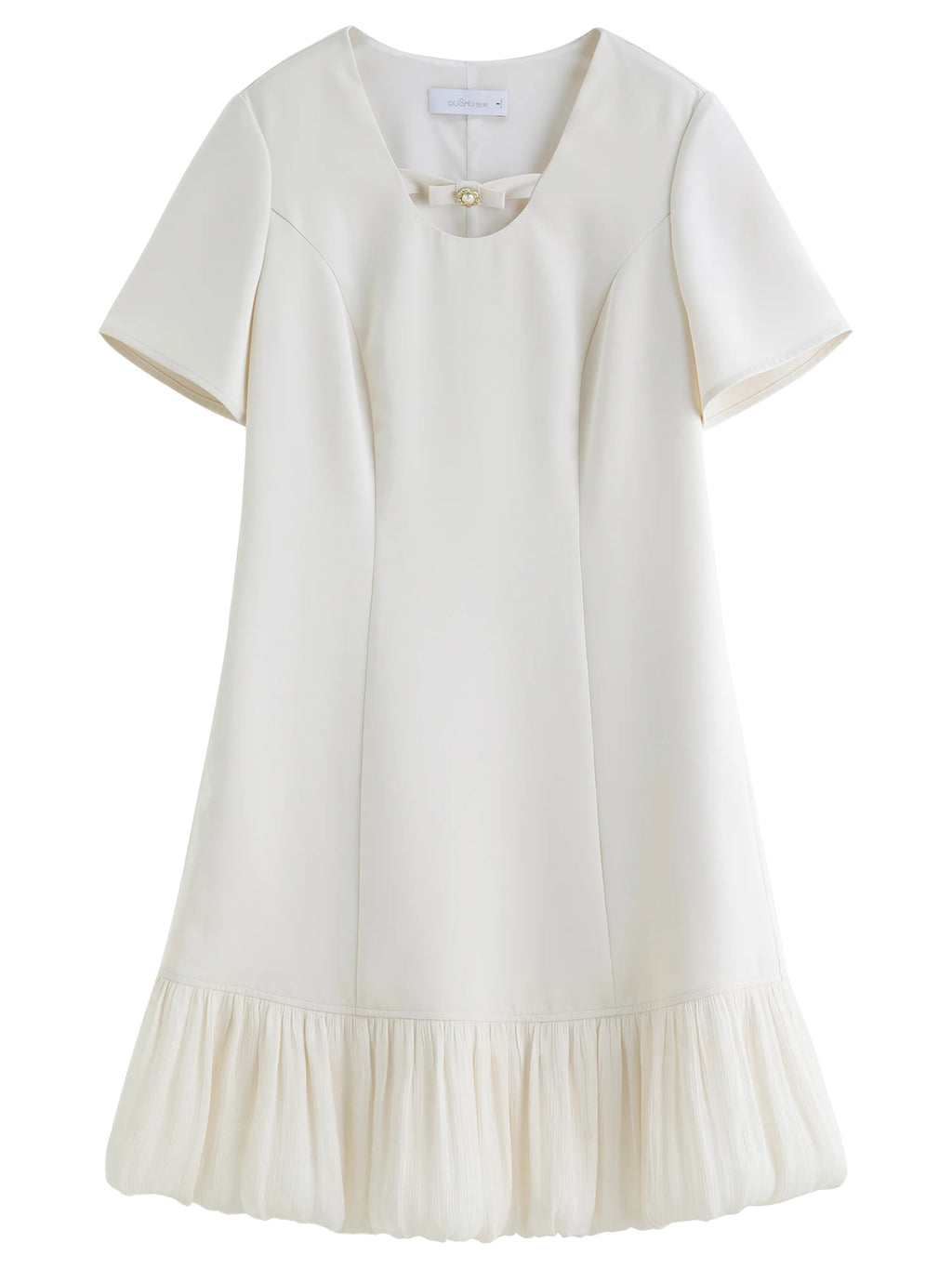 DUSHU Women Elegant Temperament Splicing Dress For Women 2025 Summer New French Style Cloud Dress Fashion Short Dress