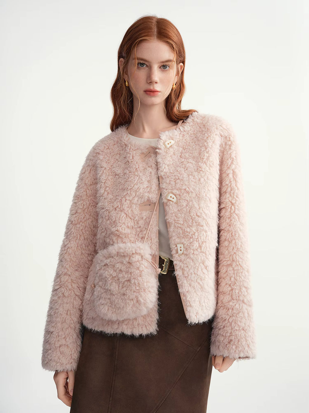 2025 Winter Women's Soft Faux Shearling Short Jacket Eco-Friendly Cropped Coat Vegan Leather Trench Vintage Outerwear