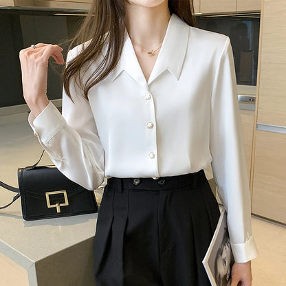 Seoulish Autumn Winter Korean Stain Women's Blouse 2023 New Long Sleeve Turn-down Collar Casual Loose Office Shirts Tops Female