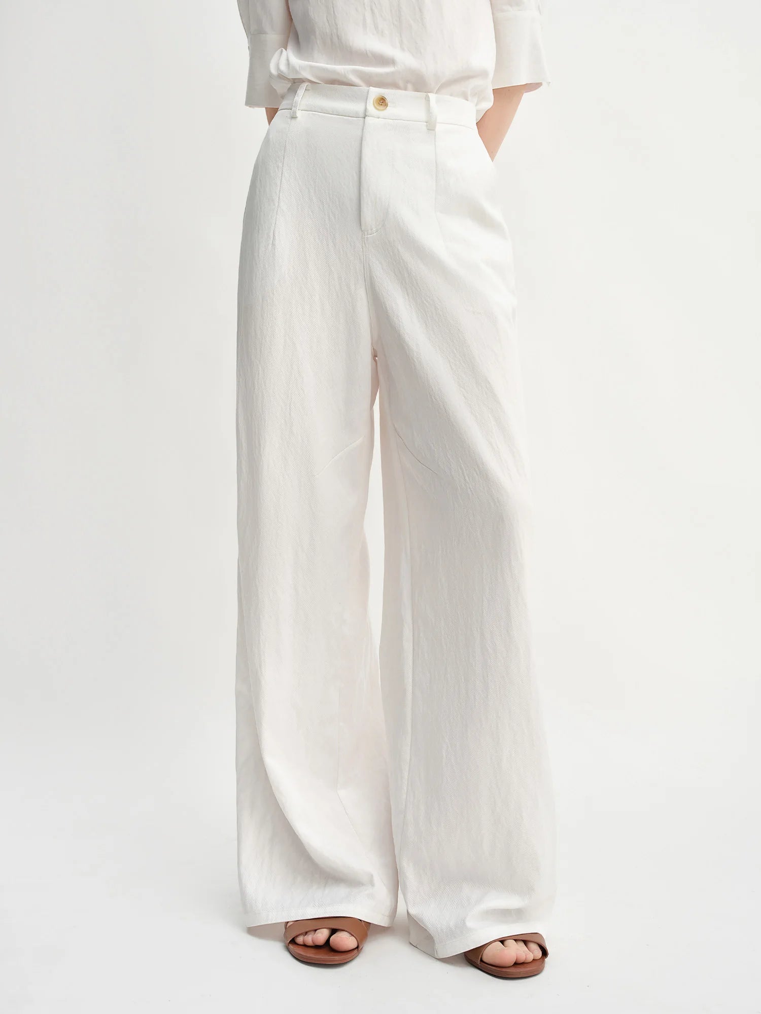 DUSHU Autumn 2025 Relaxed Fit Pants - Elasticated Waistback Flared Leg Casual Bottoms Office Chic Women Trousers