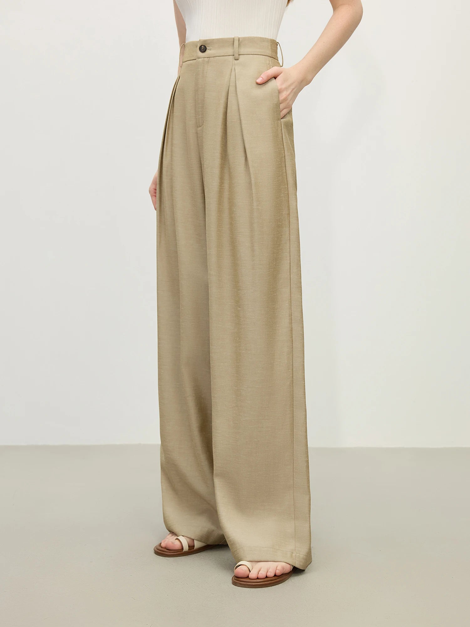 FSLE 2025 Summer Old Money Vest Wide-Leg Pants Set Vintage Tailored Two-Piece Adjustable Waist Eco Linen for Boardroom to Brunch