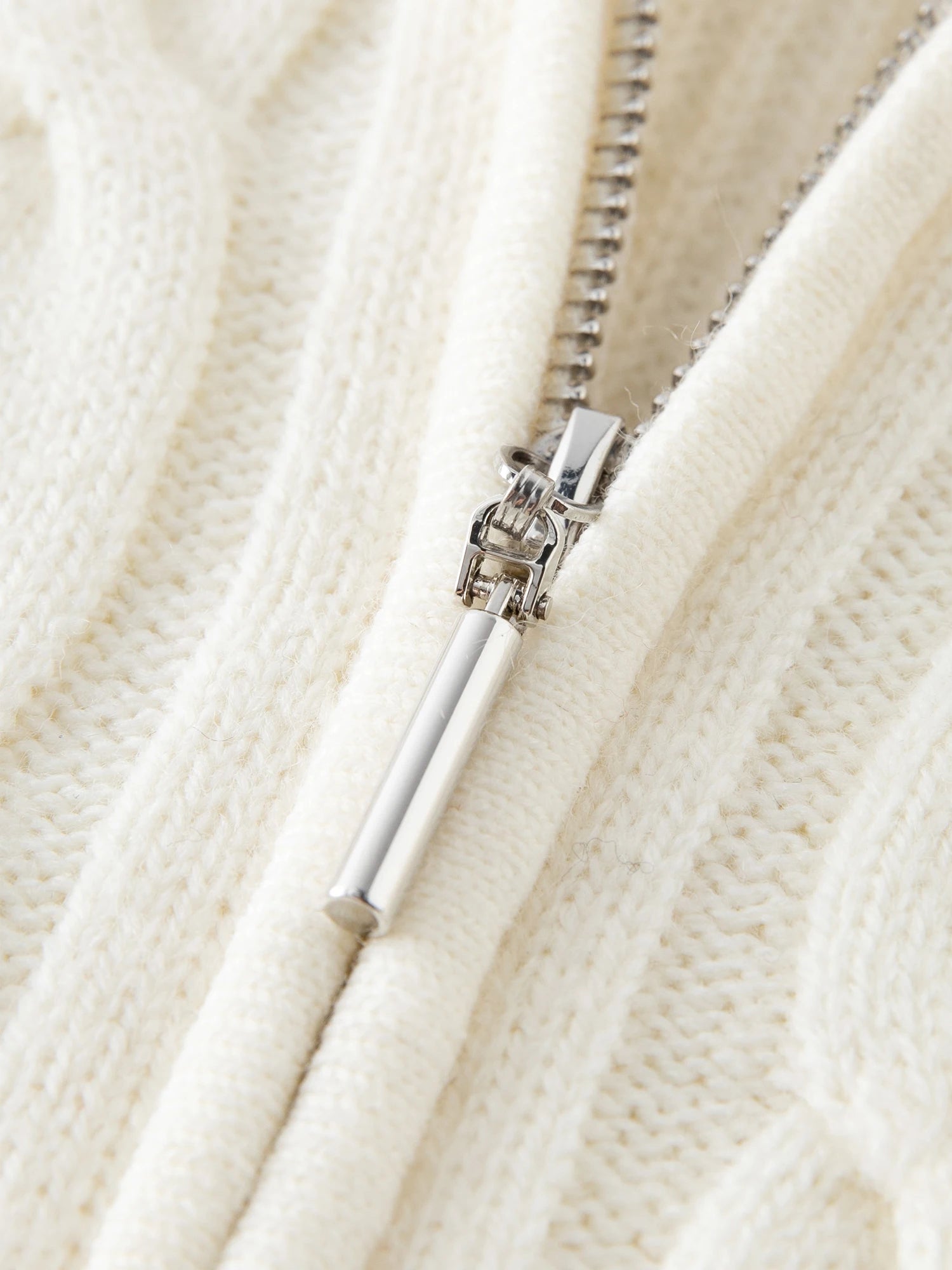 ZIQIAO 8.4% Wool Petite Size Beige Knit Cardigan Casual Coat For Women New 2024 AW Hooded White Warm Cozy Sweater Top 24ZQ94087
