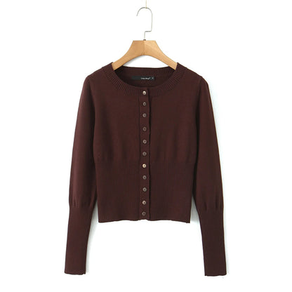 Sexy cardigan women Fall korean fashion vintage clothes cropped sweaters women long sleeve top knitted button up cardigan brown