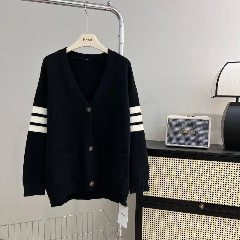 2024 Spring and Autumn New Women's Wear Korean Drama Lazy Style Knitted Cardigan Loose Soft Sweater
