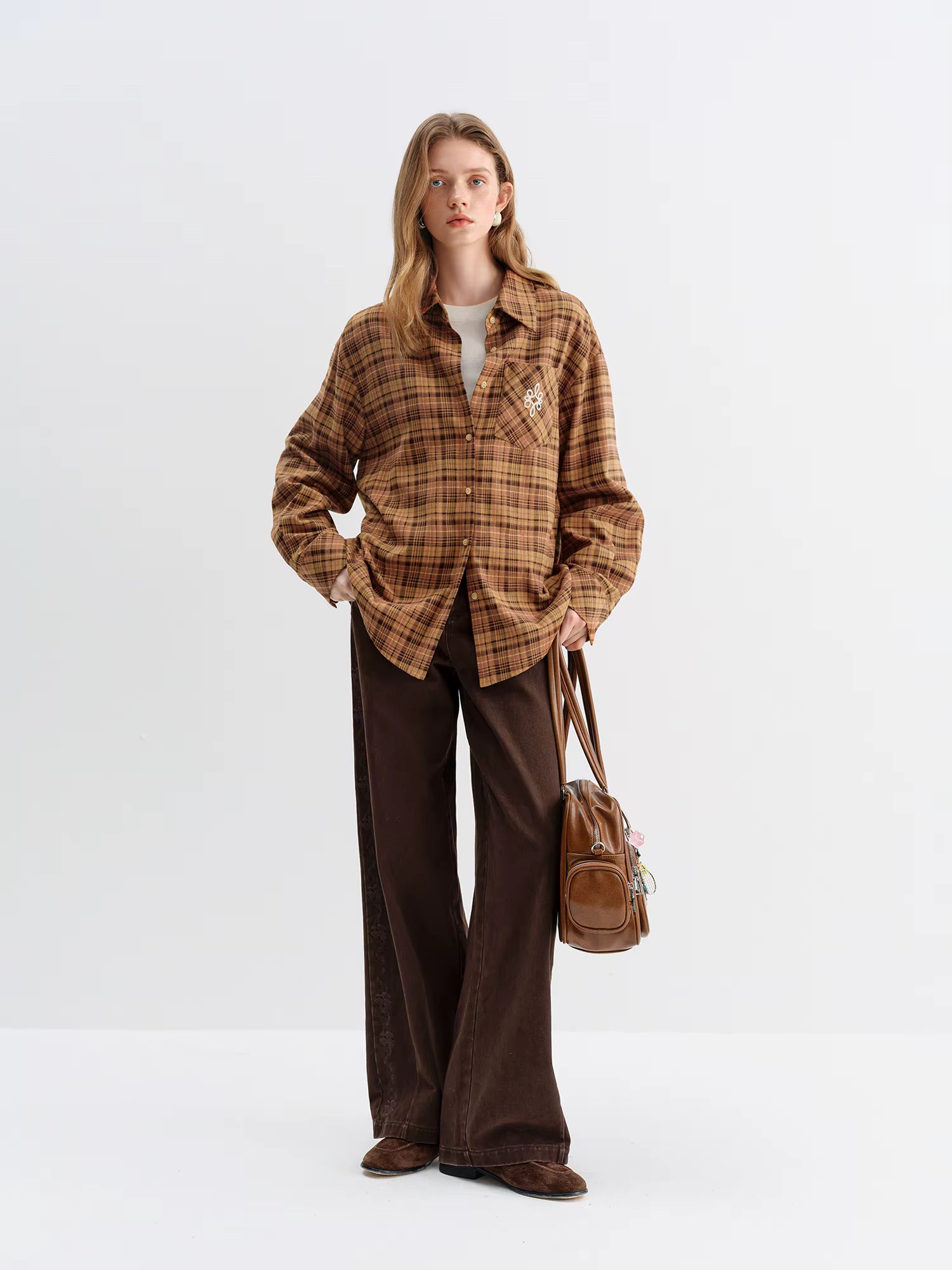 2025 Winter Women's Vintage Washed Embroidered Banana Jeans Curved High Waist Wide Leg Trousers Slim Fit Retro Pants