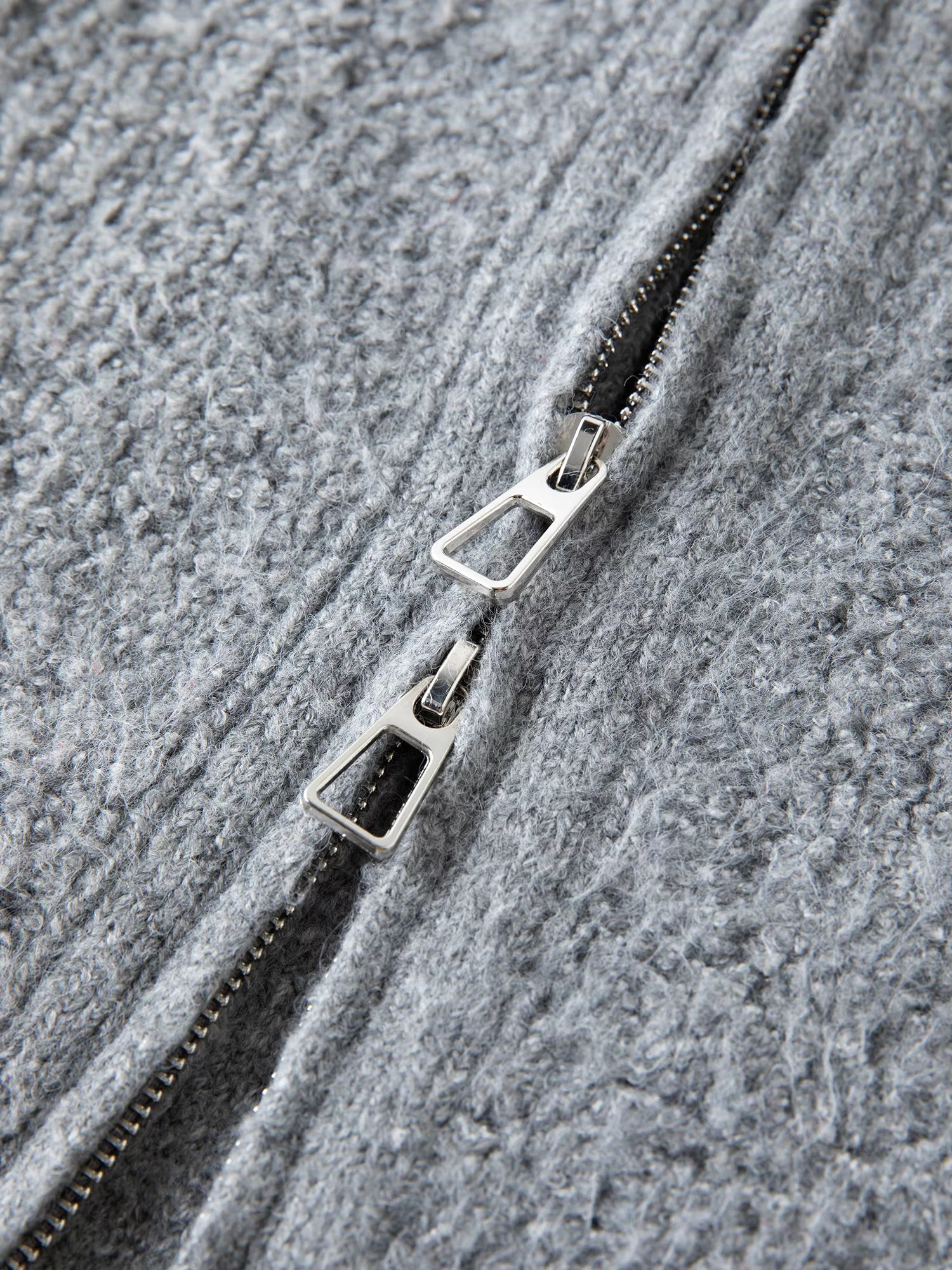 2025 Winter Women's Grey Preppy Style Wide Notch Lapel Knit Cardigan - Casual Commute Open Front Sweater for Daily Elegant