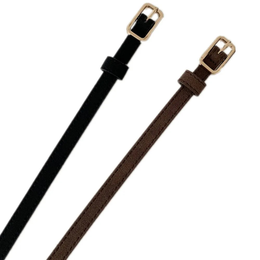 Retro French PU Leather Belt for Women Unisex Belts Buckle Luxury Belts Female Jeans Waist Belts Men Waistband Thin Belts 100cm