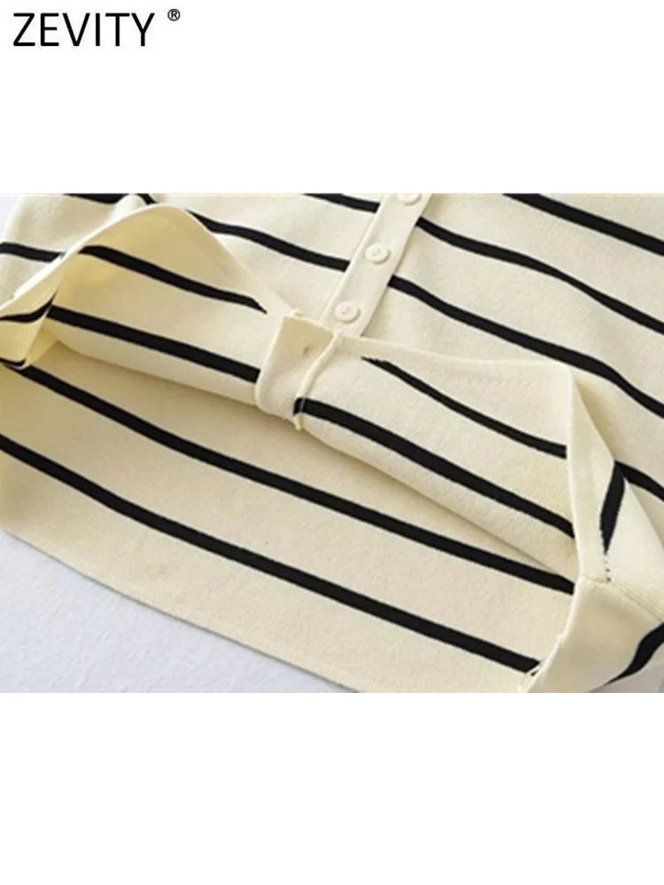 New Women Fashion V Neck Sleeveless Striped Pattern Knitted Vest Sweater Female Chic Single Breasted Cardigan Tops SW4789