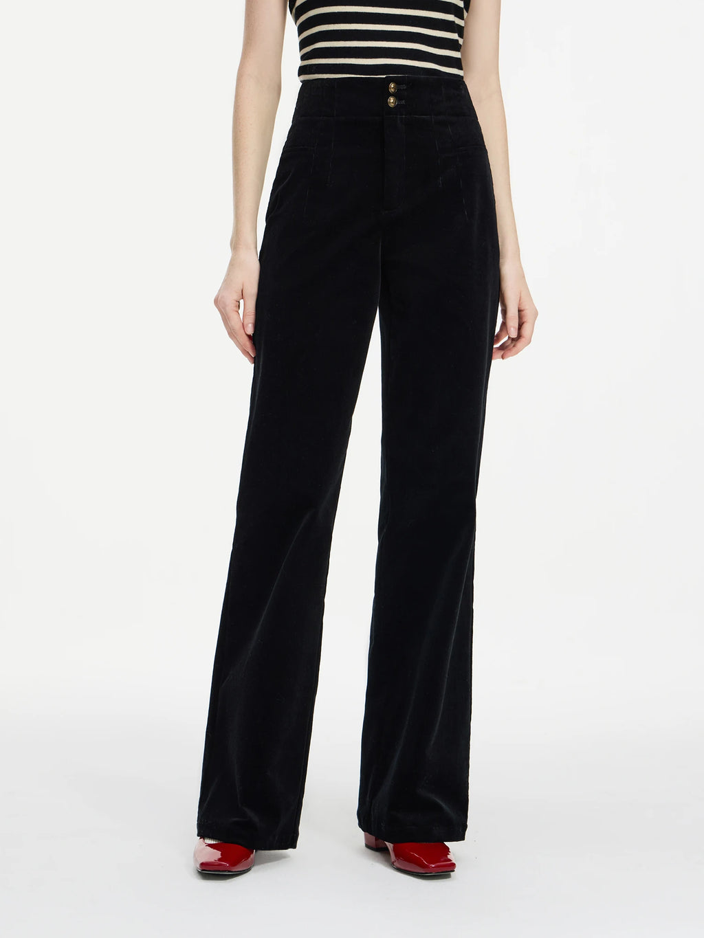 FSLE Women Corduroy Pants Winter New Retro Dark Brown Female Full Length Trousers Women Black Bootcut Casual Pant 24FS14409