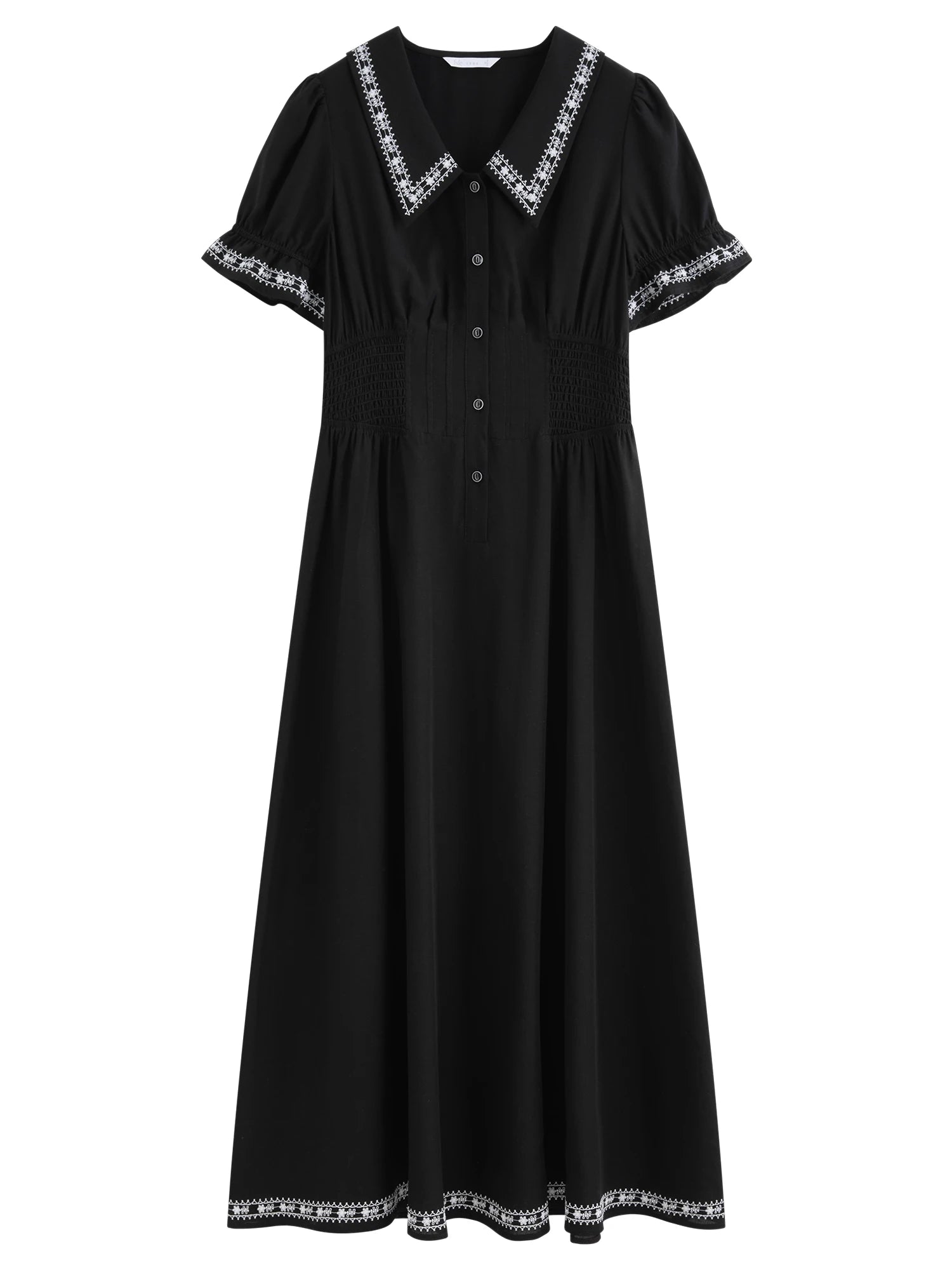 FSLE Tencel Linen Elegant Commuting French Audrey Hepburn Style Women's 2025 Summer Short Sleeve Little Black Dress