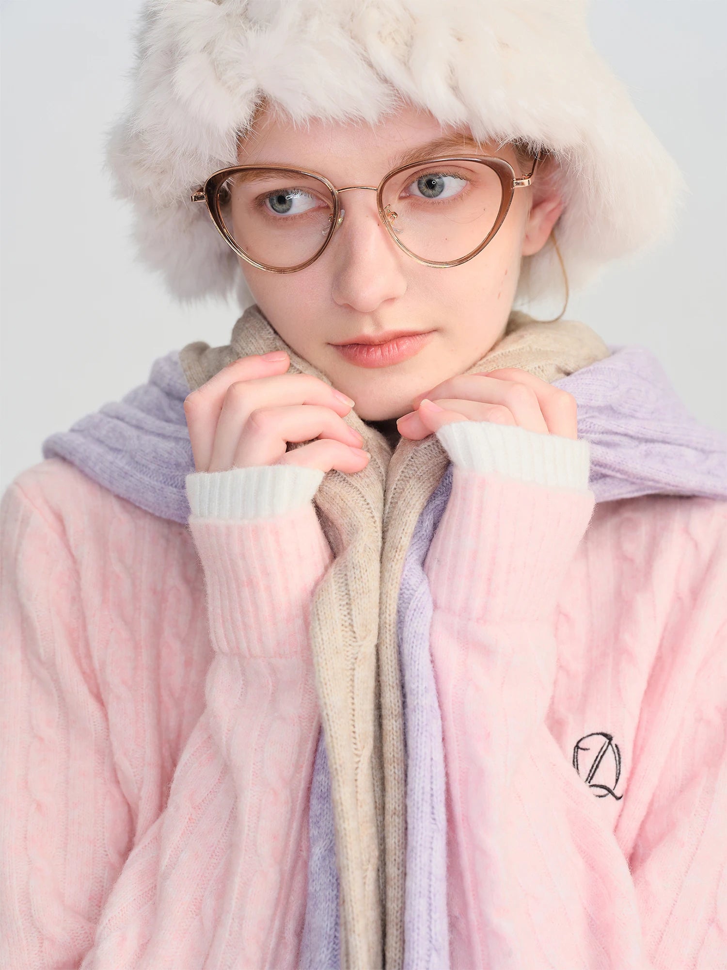 ZIQIAO-Petite Women's Mock Two-Piece Round Neck Jacquard Wool Knit Sweater Korean-Style Pullover Fall 2025 New Arrival Pullovers
