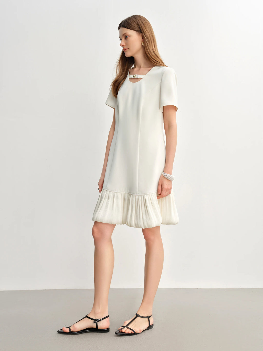 DUSHU Women Elegant Temperament Splicing Dress For Women 2025 Summer New French Style Cloud Dress Fashion Short Dress