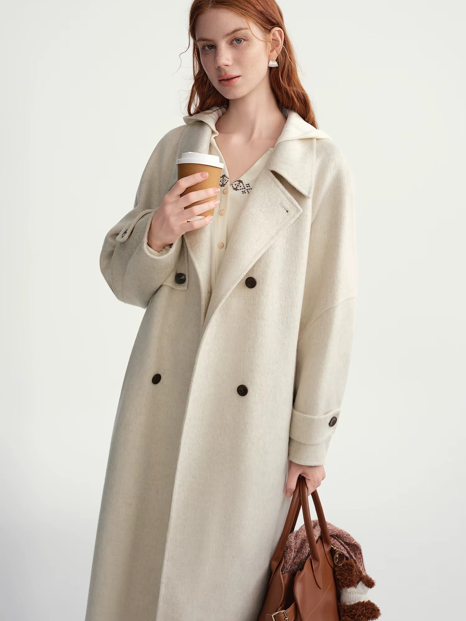 2025 Winter Women's Trench Style Double-Faced Wool Coat with Notch Lapel - Reversible Warm Overcoat for Casual Office Wear