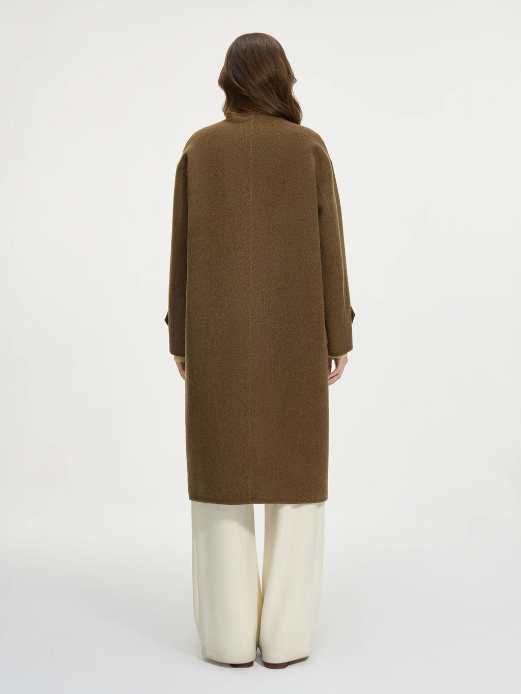 FSLE Office Lady College Style Casual Cow Horn Button Stand Up Collar Woolen Coat for Women Winter 2024 New Item 24FS14255