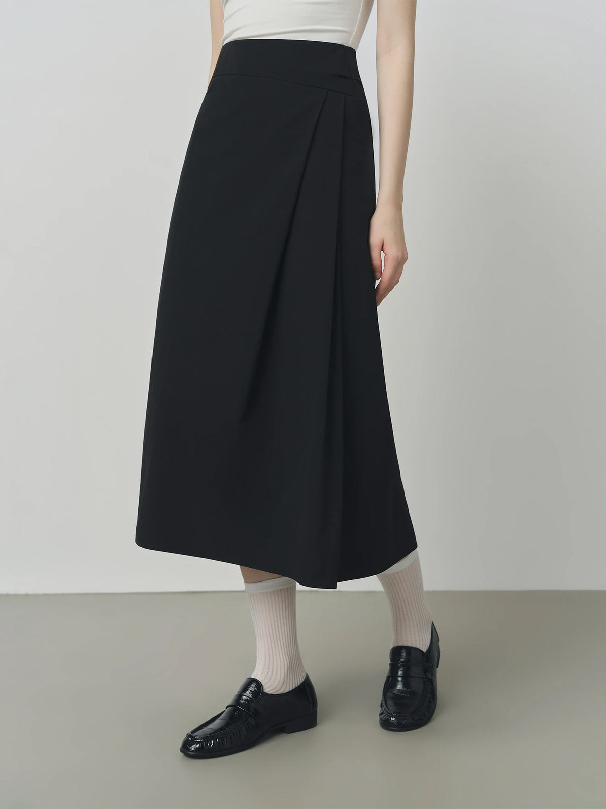 FSLE 2025 Women's High Waist A-Line Skirt - Irregular Hem Office Elegant Long Midi Autumn Textured Design with Loose Fit