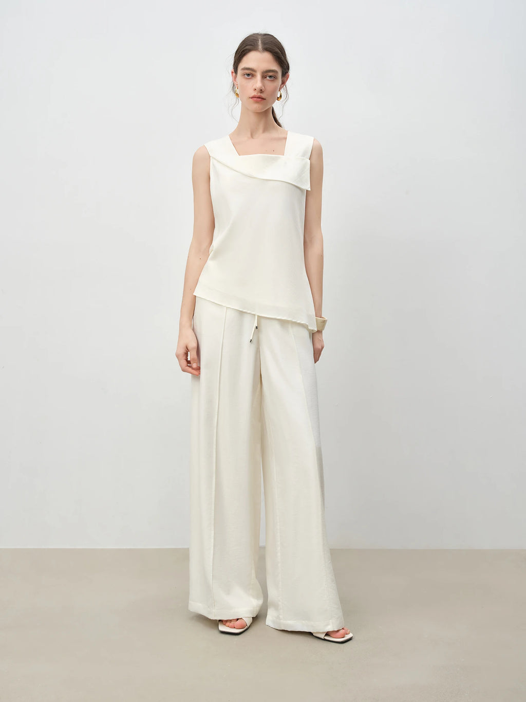 ZIQIAO Holiday White Design Tops and Pants Suits for Women 2025 Summer New Styles