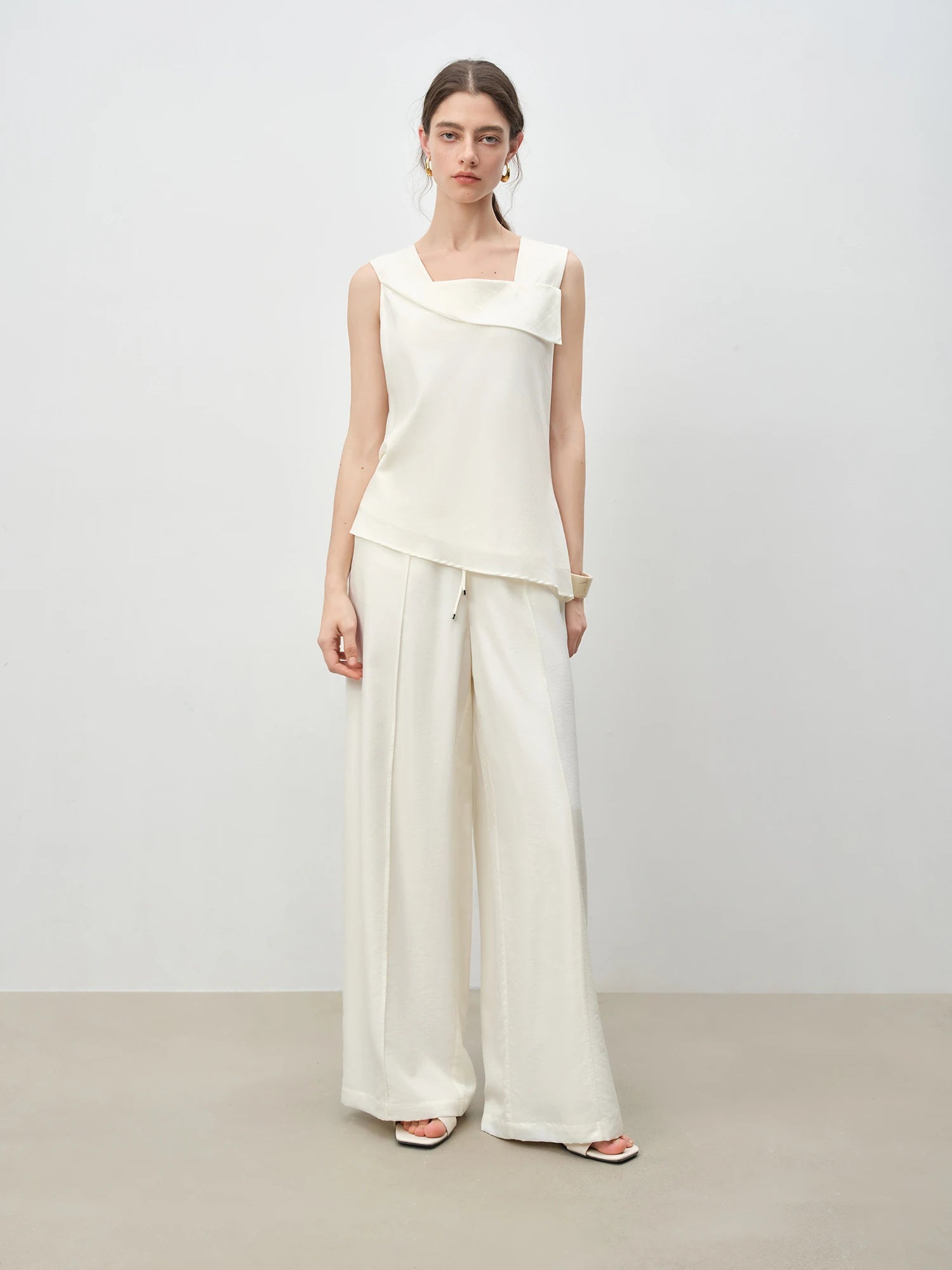 ZIQIAO Holiday White Design Tops and Pants Suits for Women 2025 Summer New Styles