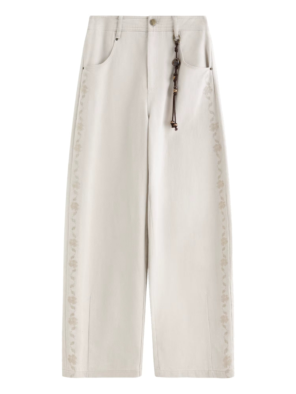 2025 Winter Women's Vintage Washed Embroidered Banana Jeans Curved High Waist Wide Leg Trousers Slim Fit Retro Pants