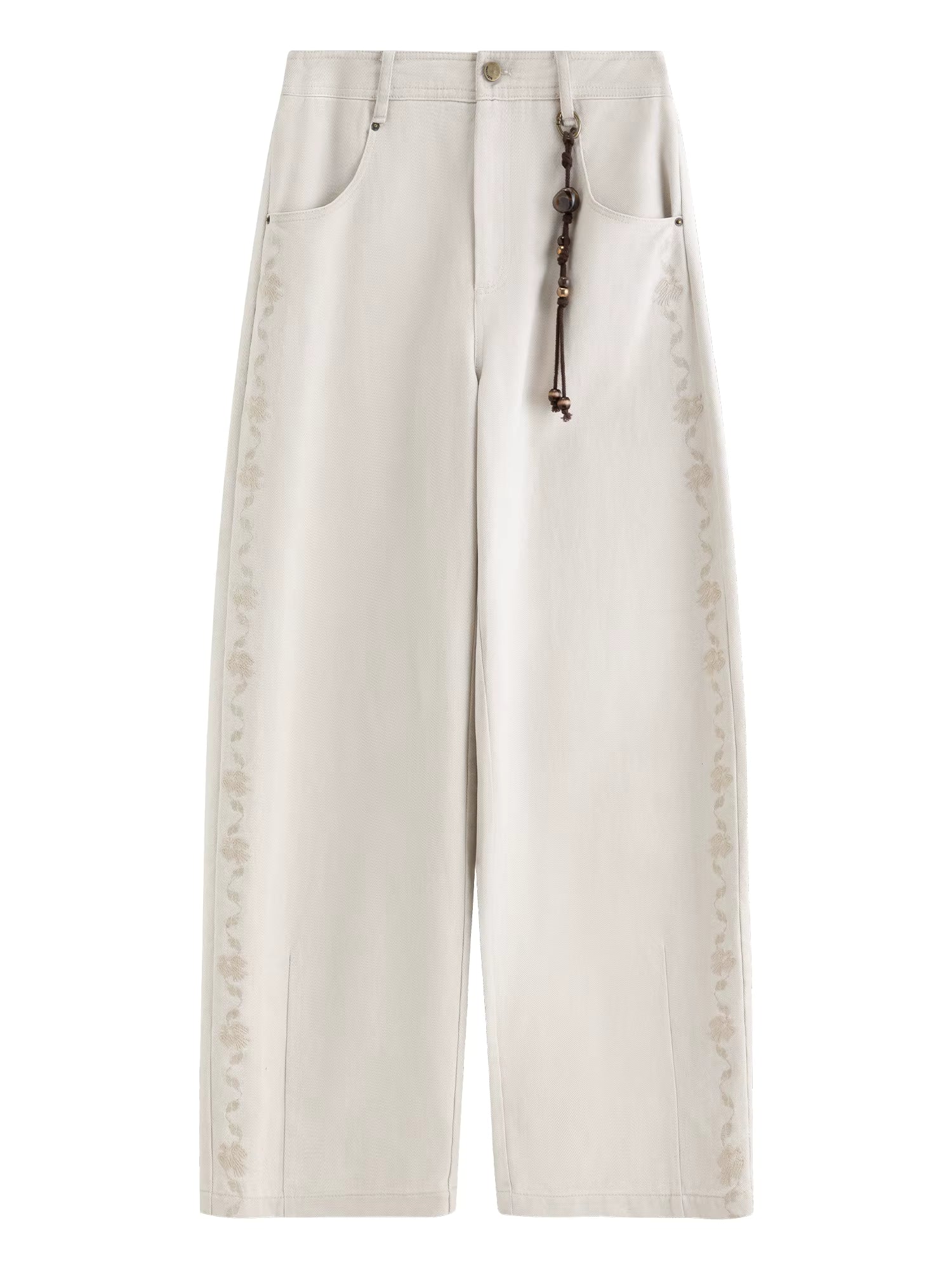 2025 Winter Women's Vintage Washed Embroidered Banana Jeans Curved High Waist Wide Leg Trousers Slim Fit Retro Pants