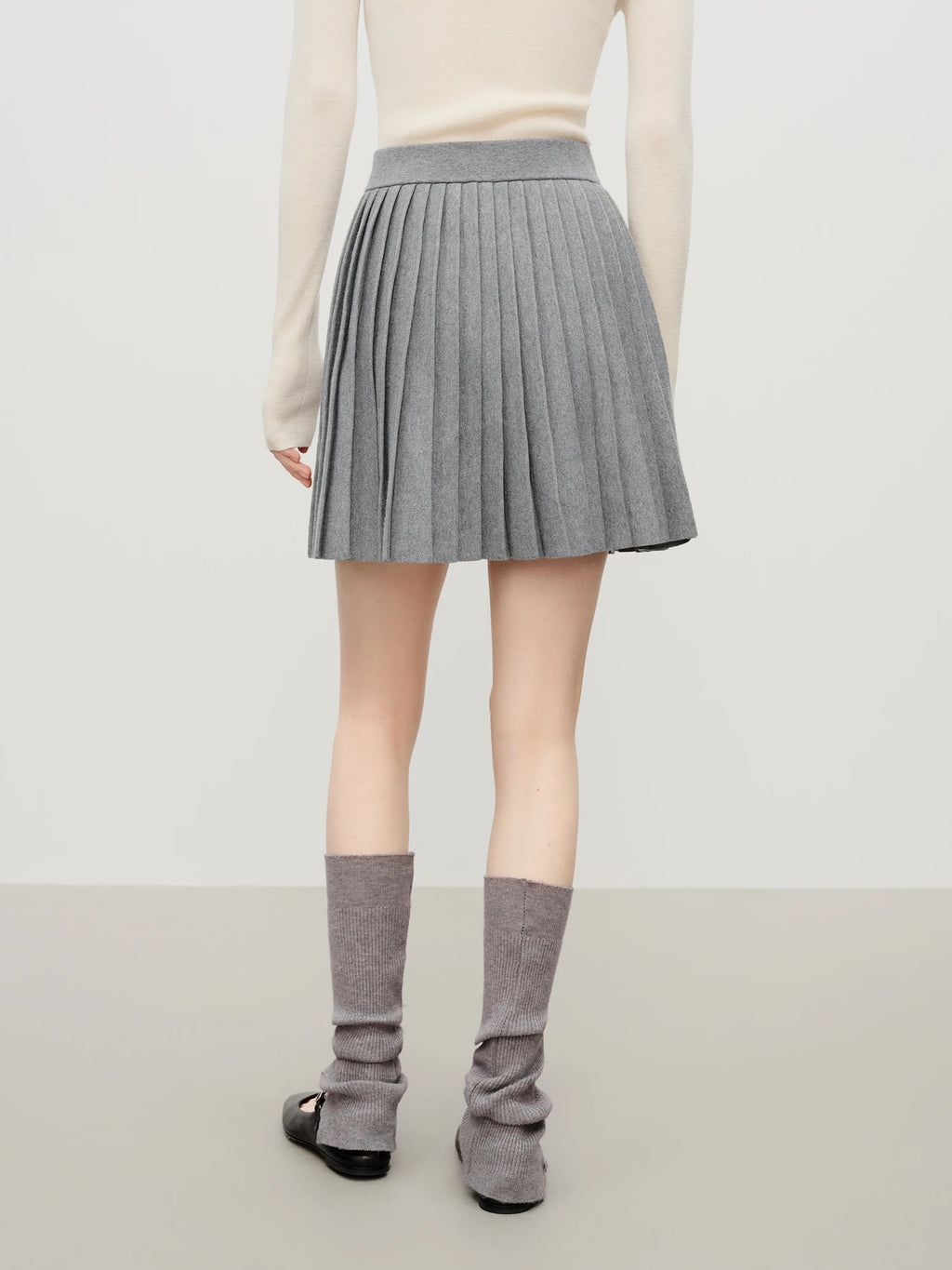 French 3D Flower Knit Sweater Two-Piece Fall Winter Slimming V-Neck Sweater Skirt Outfit Set Matching Sets Grey Skirts