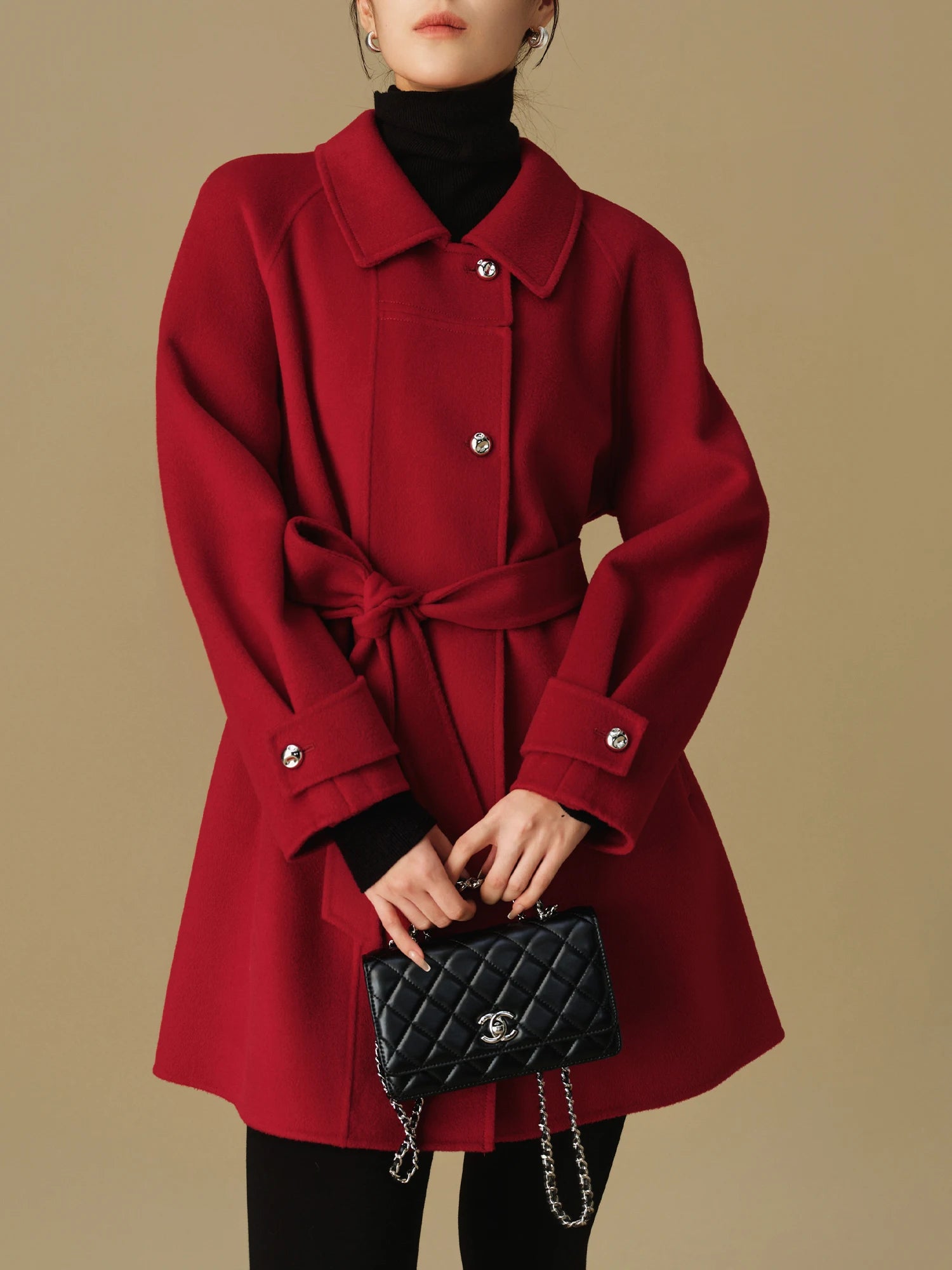 DUSHU Women's Single Breasted Coat 2024 Winter New Product Fashion Elegant Temperament Woolen Coat for Women 24DS84125