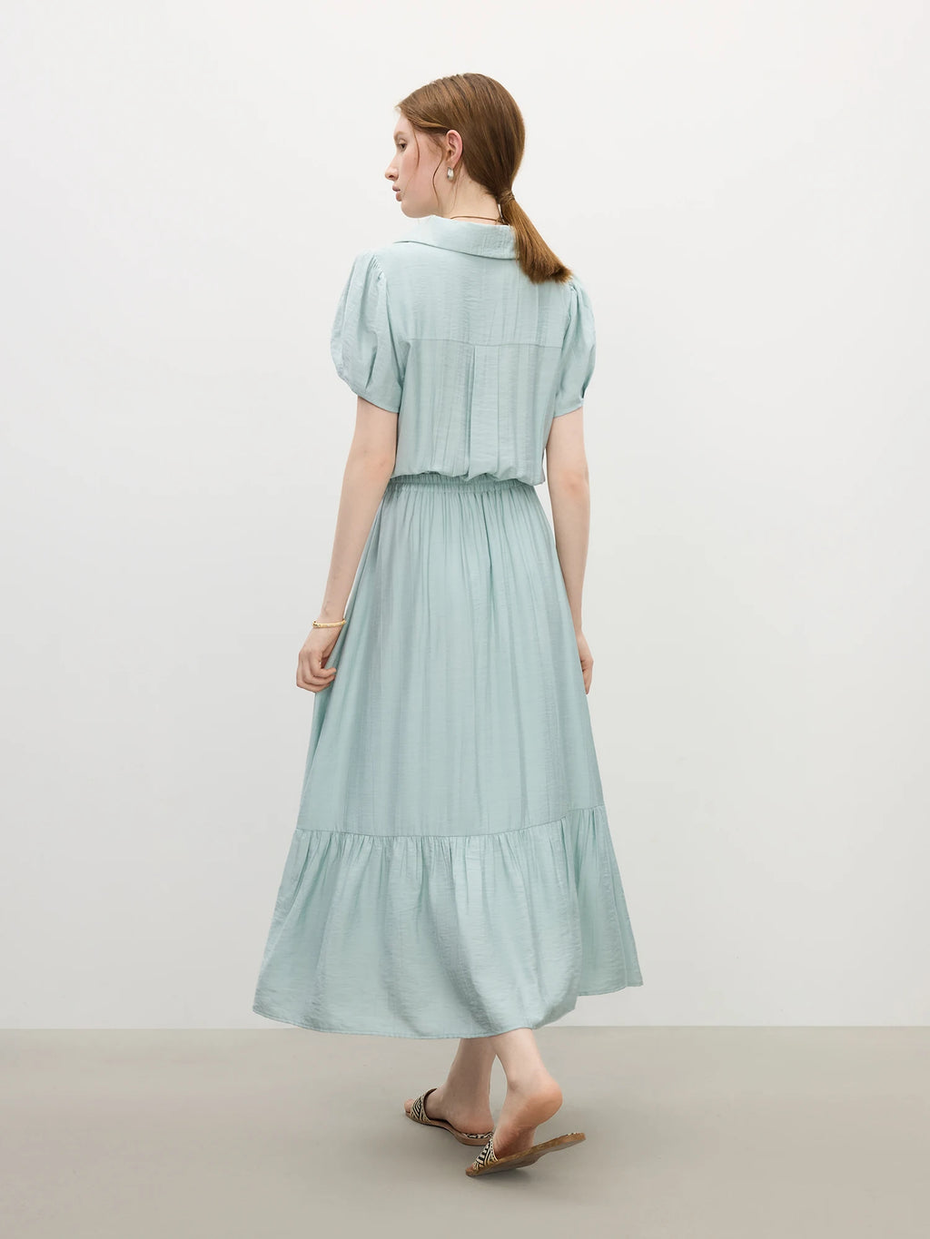 FSLE 2025 Summer French Style Dress Women's High Waist Vacation Dress Lapel Casual Elegant Midi Dress Trendy