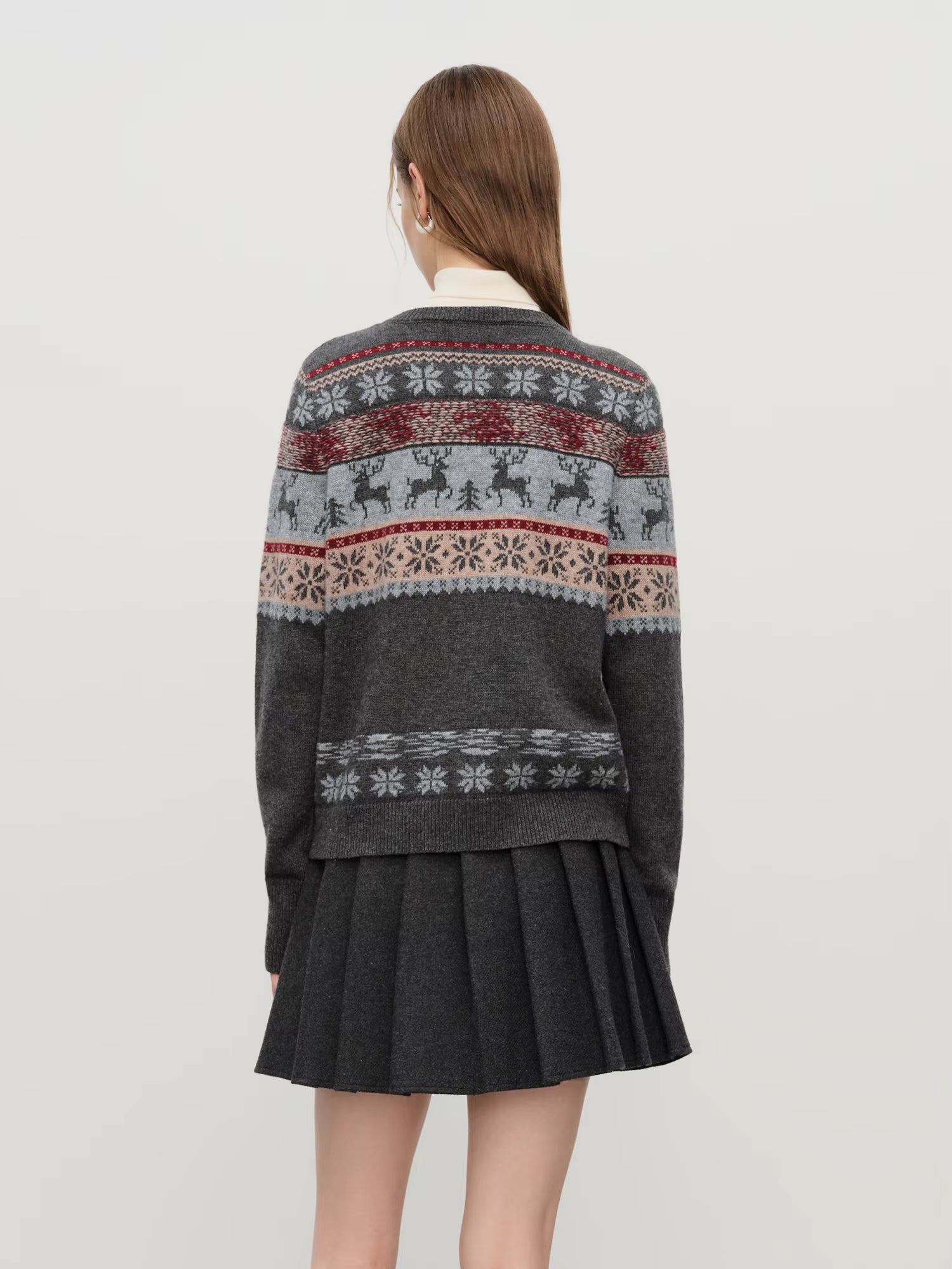 Christmas Sweater Women's Fair Isle Pattern Long Sleeve Knit Cardigan 2025 Winter Wool Blend Sweater Cozy Chic Casual