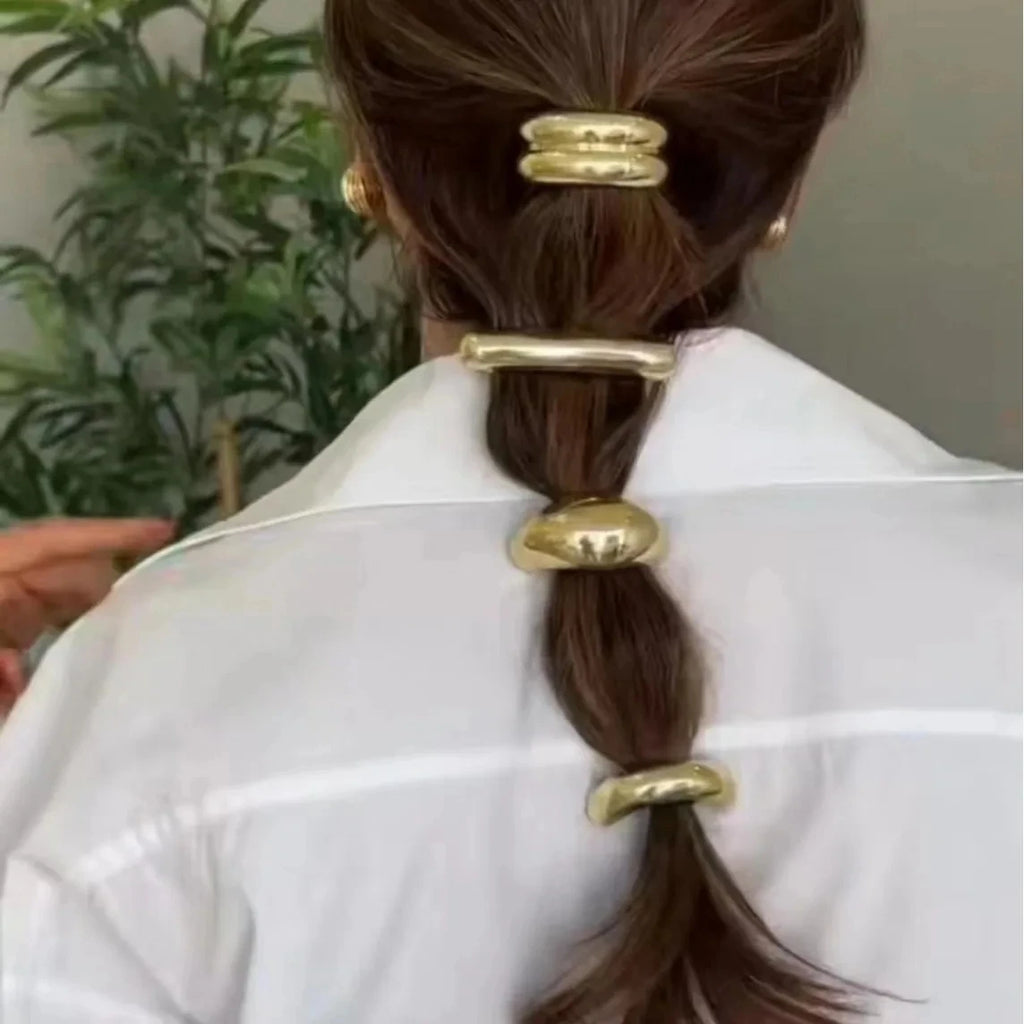XIALUOKE Metal Smooth Elastic Hair Loop HairBands for Women Girl Unique Hair Pin Ropes Jewelry Hair Accessories Gifts