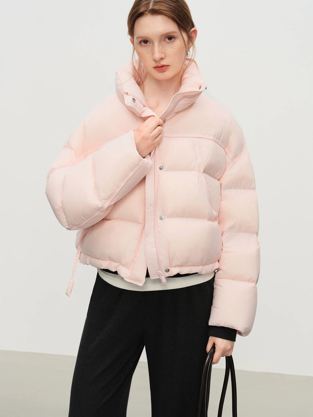 Winter 2025 Women Cloud-Like Puffer Coat - Stand Collar Short Down Jacket Lazy Chic Style Glossy Finish for Casual Comfort