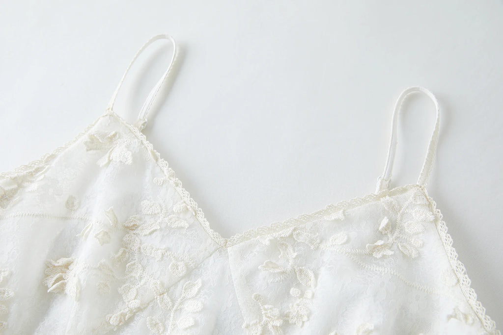 FSLE French Heavy Embroidery 3D Floral Layered Strap Dress 2025 Autumn New Arrival Woman Clothing Dresses