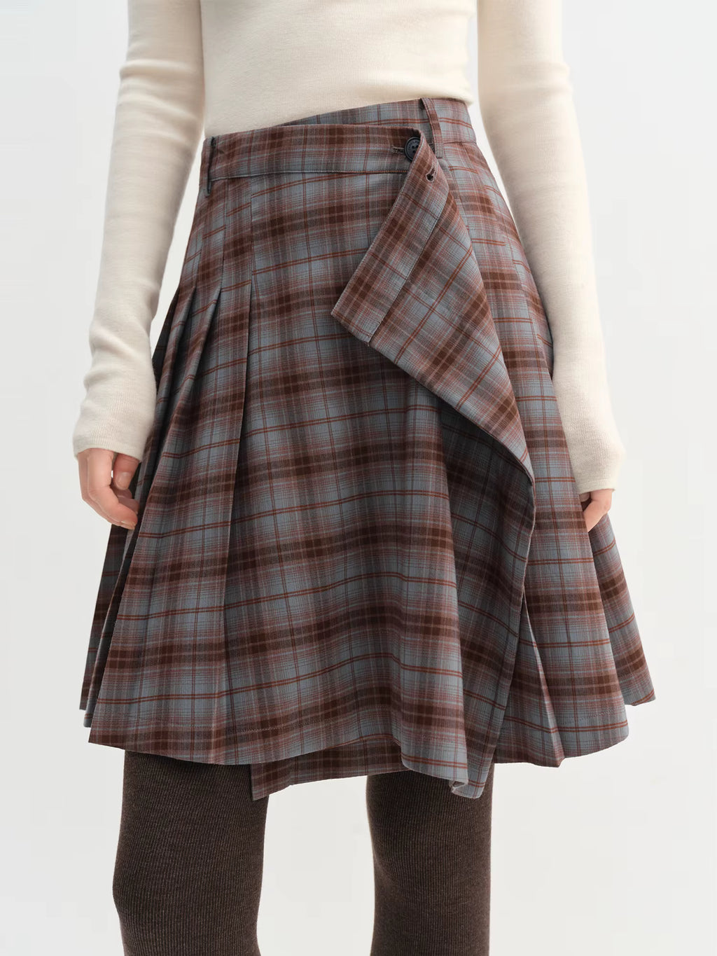 Vintage Irregular Plaid Skirt 2025 Winter New Pleated Mini Skirts Women Korean Style Commuting Streetwear Classic