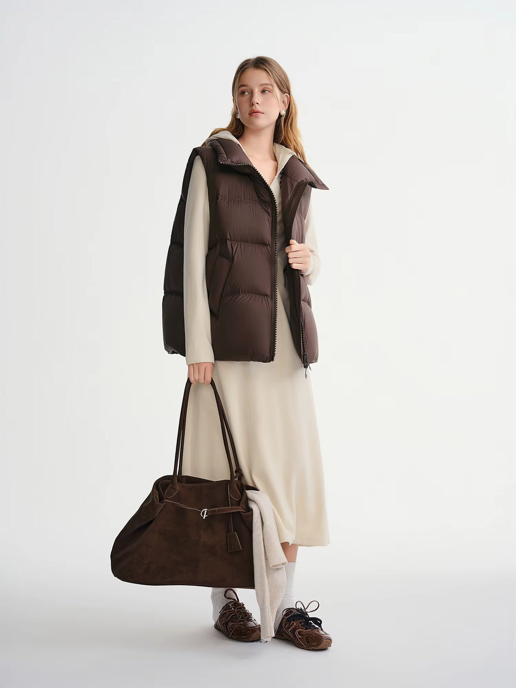 New Arrival Women Thermal Down Vest 2025 Winter Double Zip Lightweight Warm Sleeveless Jacket for Outdoor Travel Commuter