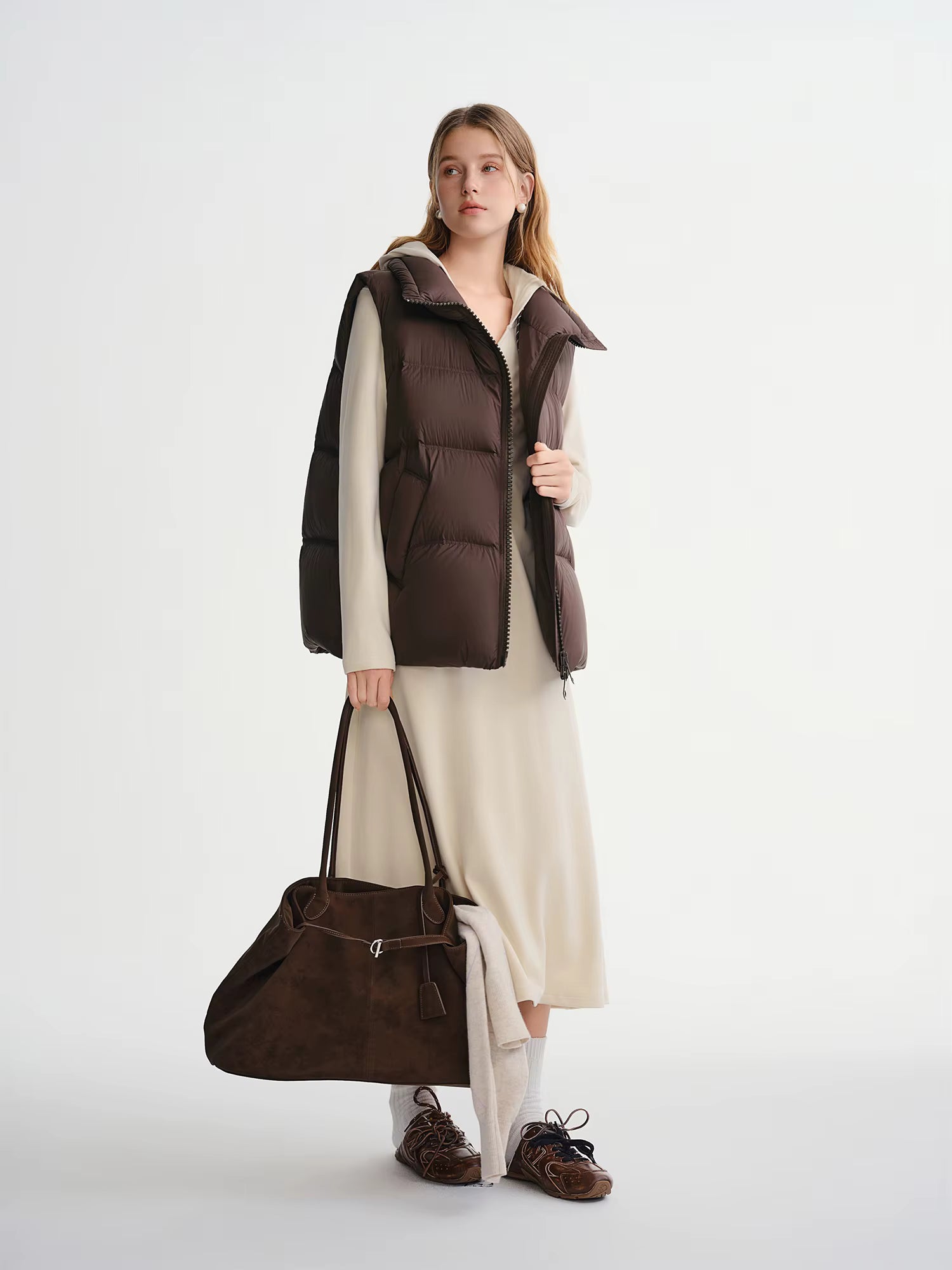 New Arrival Women Thermal Down Vest 2025 Winter Double Zip Lightweight Warm Sleeveless Jacket for Outdoor Travel Commuter