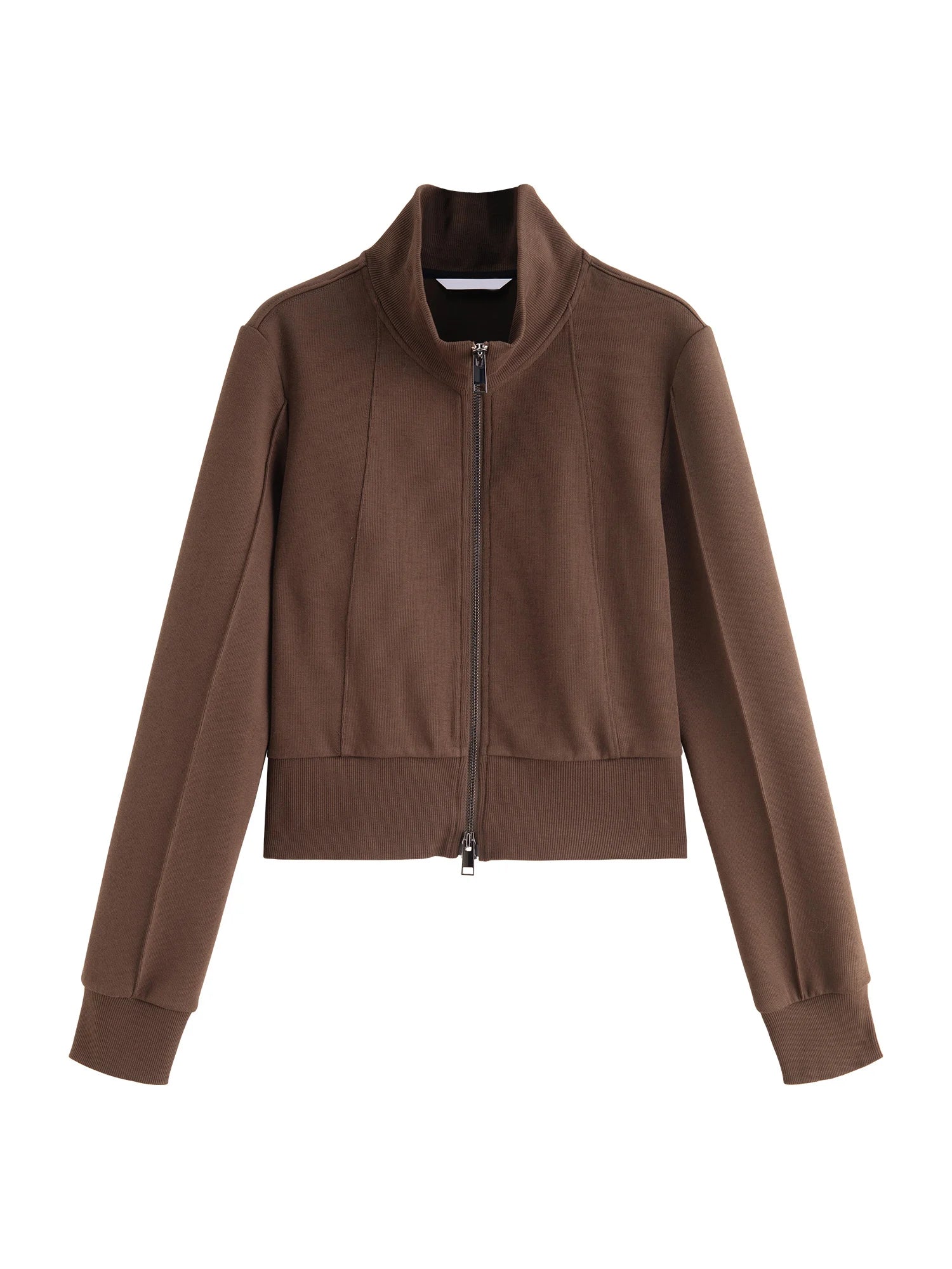 ZIQIAO Petite Stand-Up Collar Hoodie Jacket 2025 New Autumn Collection Waist Cinching Slimming Open-Front Top