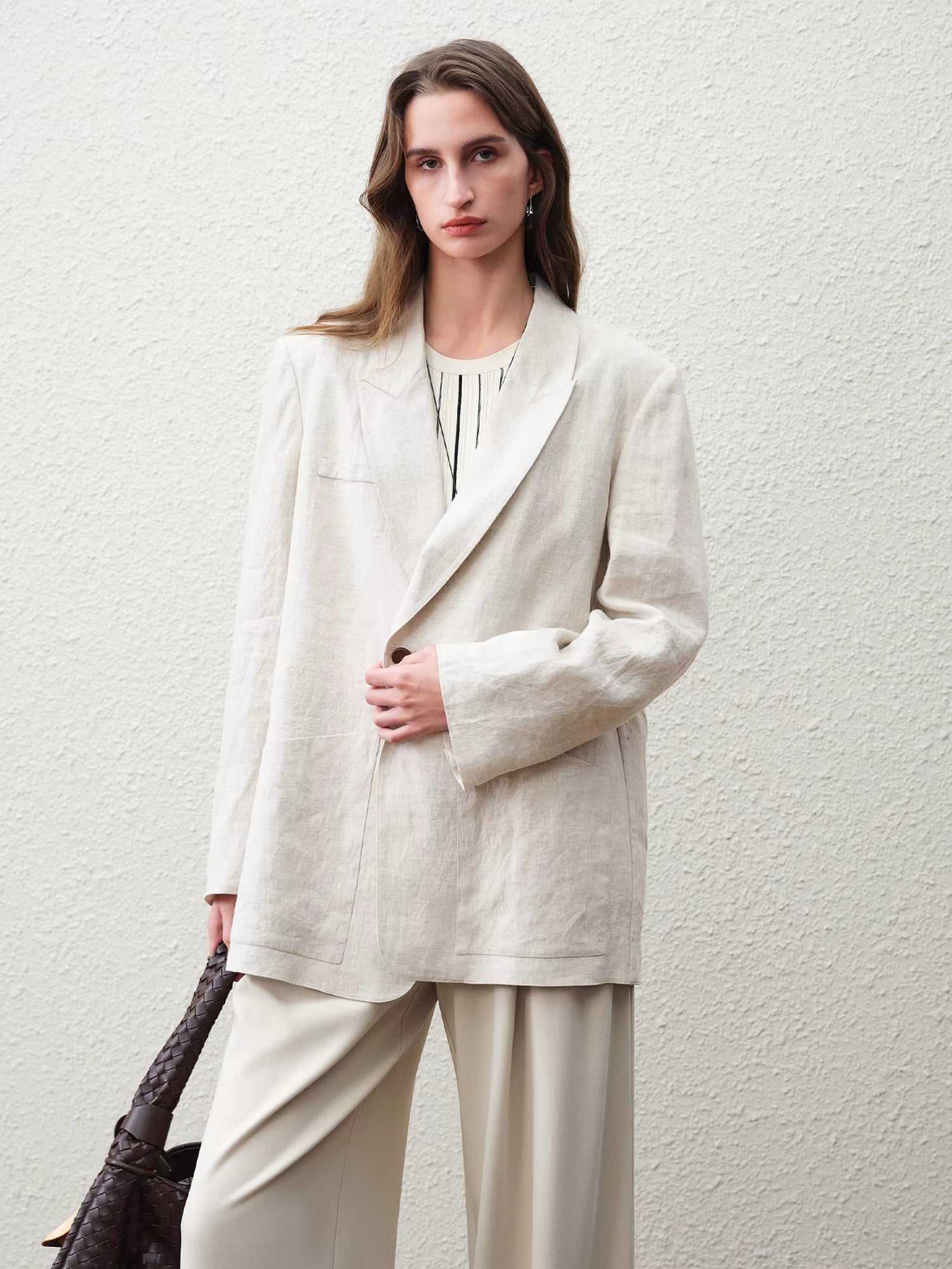 2026 Spring Women's 100% Linen Blazer - Relaxed Fit Unstructured Overshirt for Office and Casual Wear