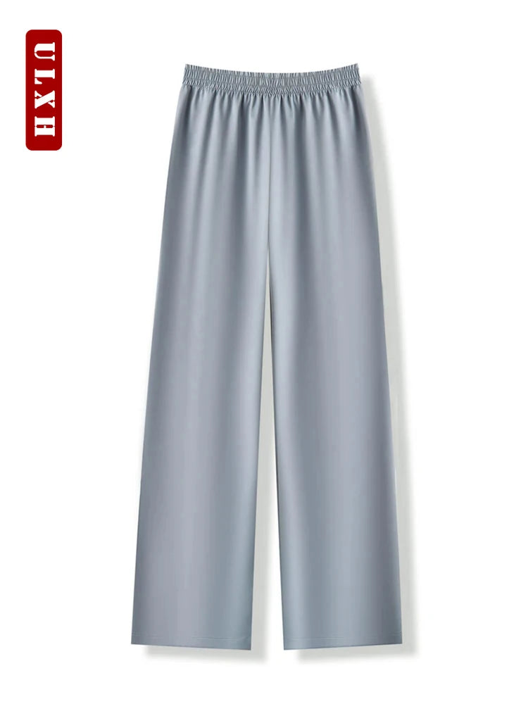 Korean Style Fashion Satin Wide Leg Pants Y2k Long Floor Casual Pants Women's 2024 New Spring Summer Baggy Versatile Pants