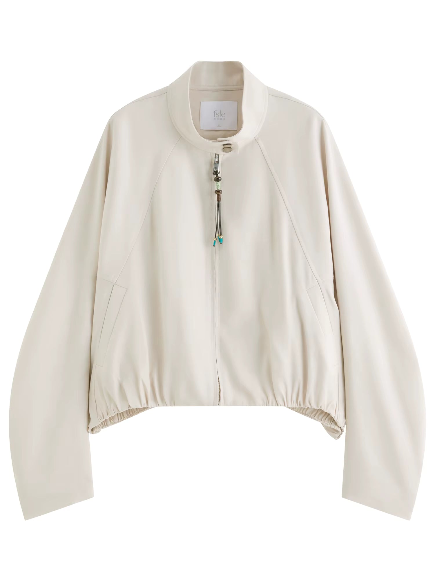 Short Stand-up Collar Casual Jacket for Women New Spring Style Women Korean Style Loose Fit Beige Coats Leisure