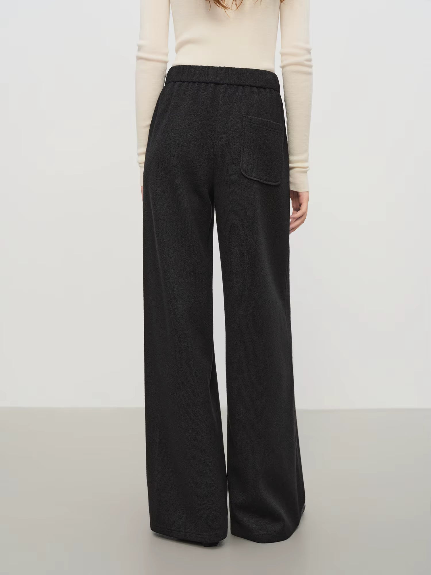 Elegant Wool Rice Dumpling Pants with Elastic Waist Drawstring Straight Cut Casual Winter Pants for Women 2025 New Arrival