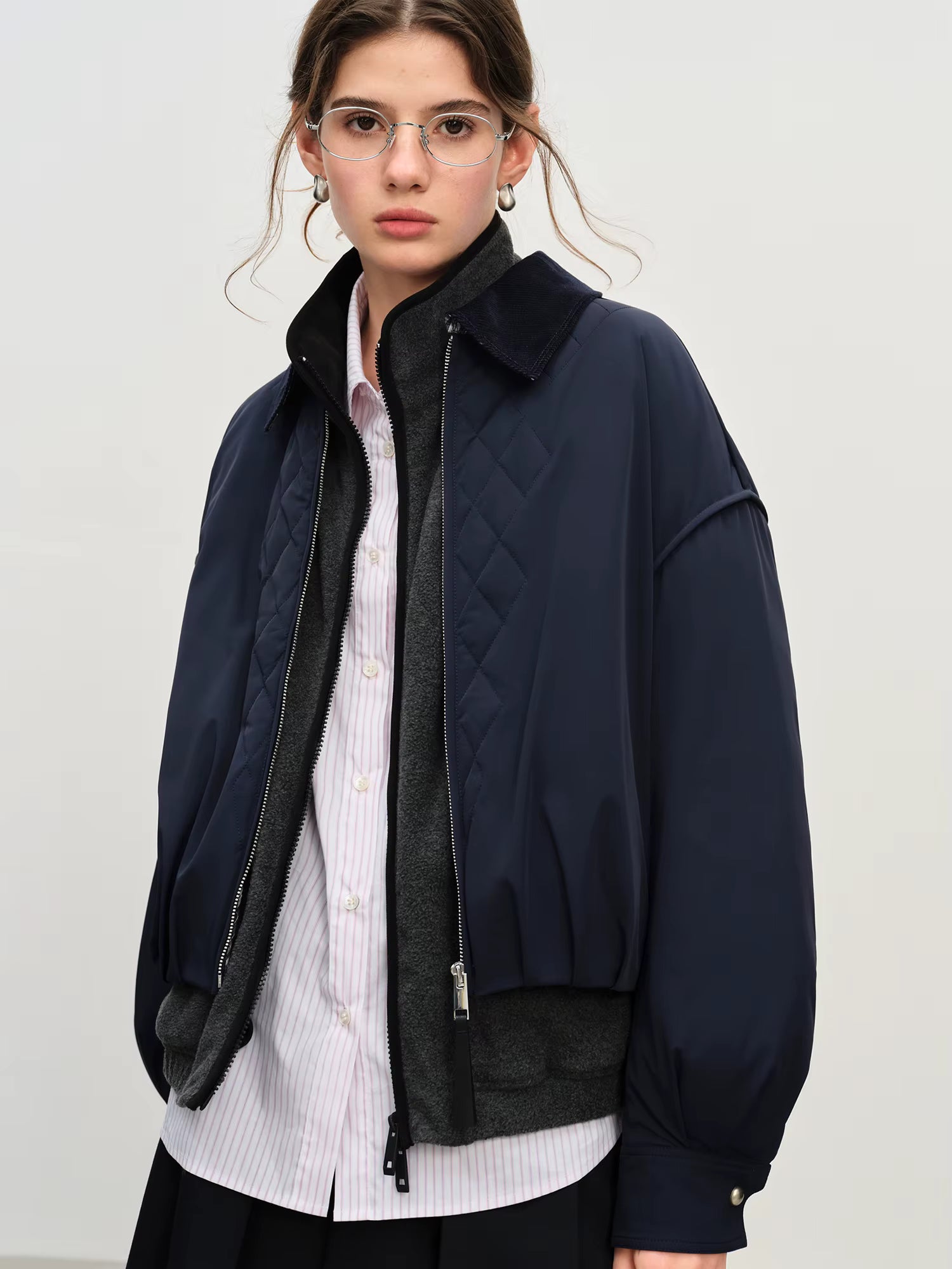 Barn Style Lightweight Padded Jacket Women's 2025 Winter Vintage Academic Plaid Panel Short Coat Retro College Outerwear