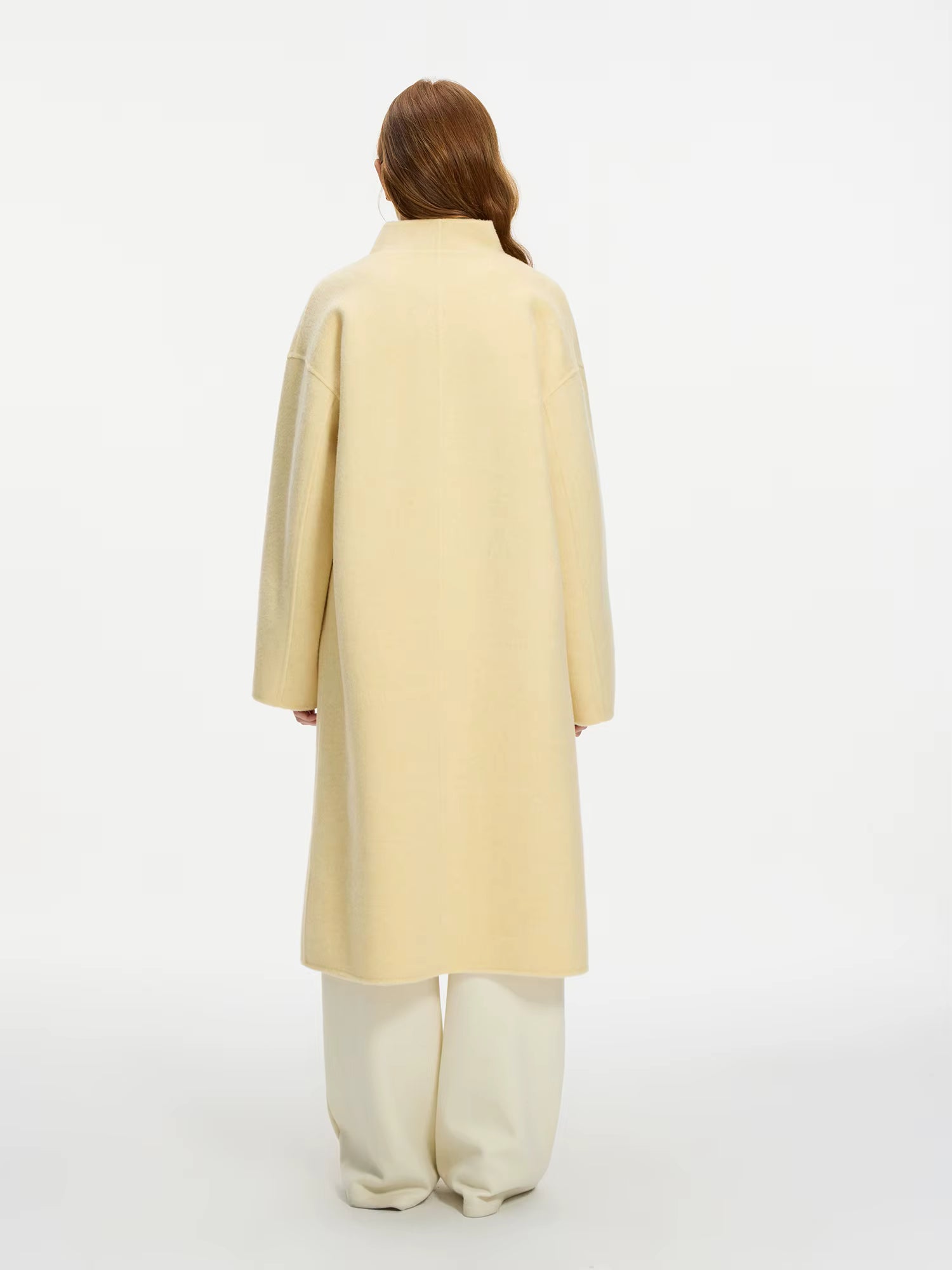 Wool 100% Double Breasted Stand Up Collar Double-sided Woolen Coat for Women's Autumn Winter 2025 New Woolen Coat