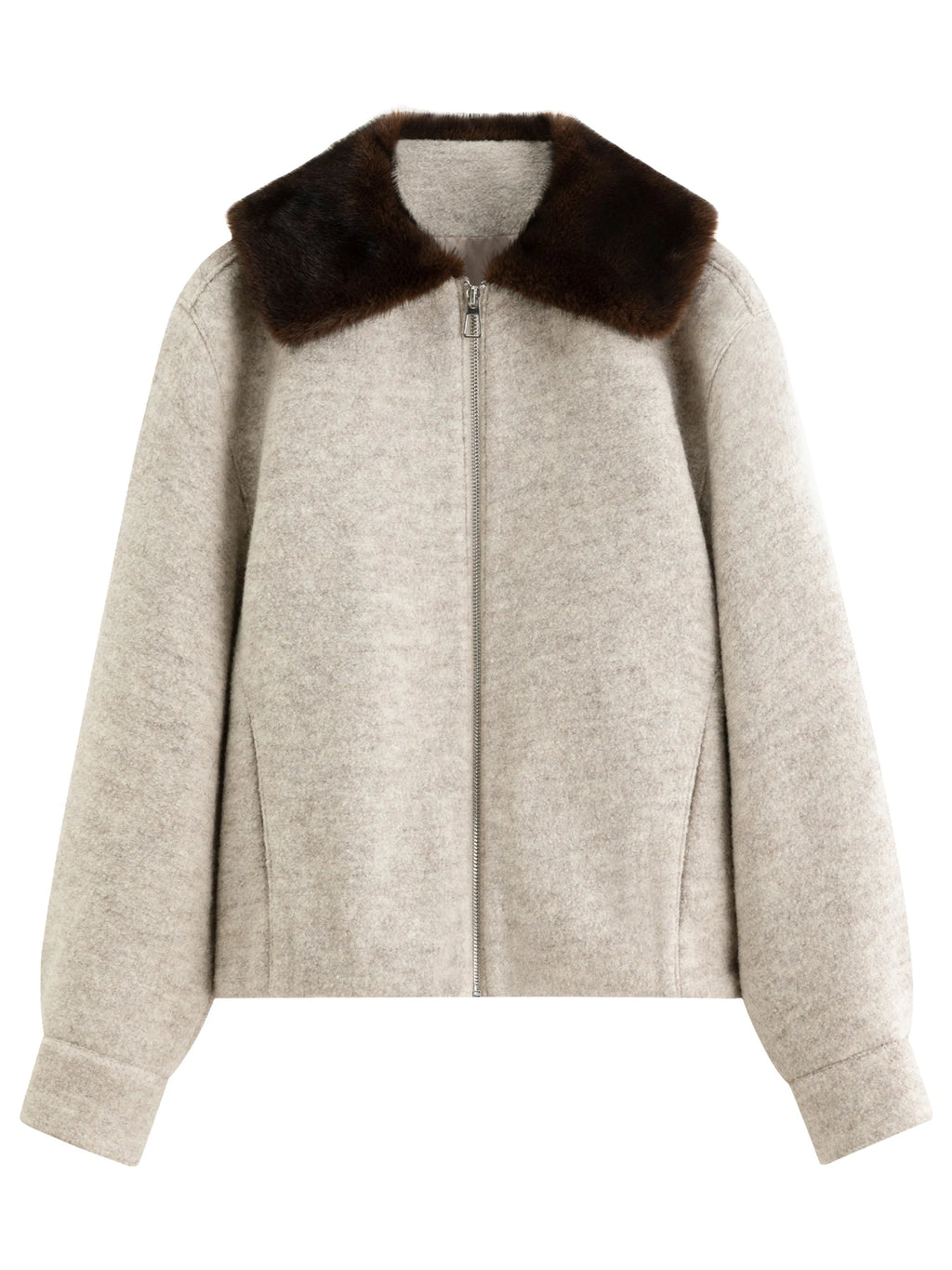 Roma-style Wool-Blend Jacket with Fake Fur Collar Vintage Pleated Short Coat for Women Winter 2025 New Arrival Winter Coat