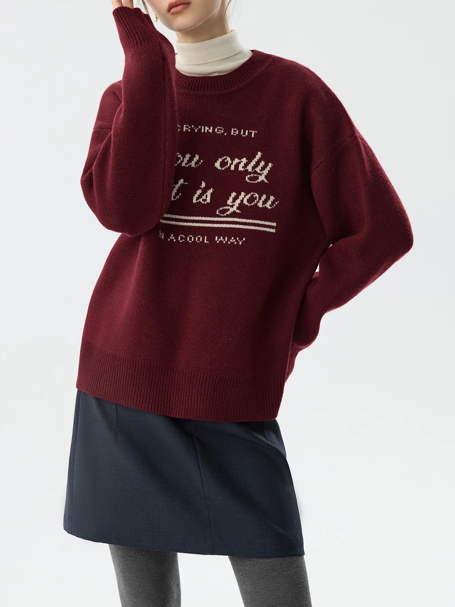 FSLE Office Lady Korean Style Pullover Knitted Sweater for Women, 2024 Autumn and Winter New Contrasting Color Sweater 24FS14583