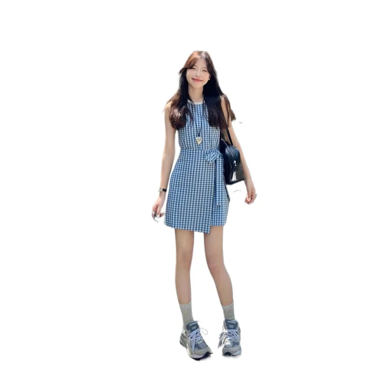 Elegant Sleeveless Y2k Mini Dress Women 2000s Casual Outwear Short Party Dress Vintage One Piece Dress Korean 2024 New  Korean