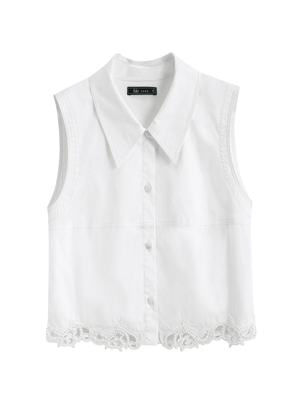 FSLE【Premium Series】100% Cotton Embroidery Design Female Sleeveless Shirt Zipper Waist Long A-LINE Skirts 2025 Summer