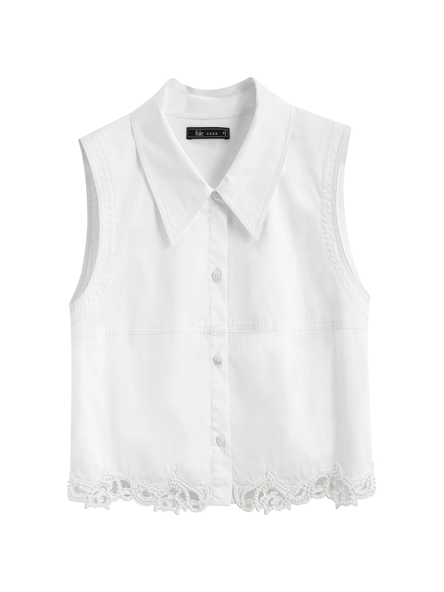 FSLE【Premium Series】100% Cotton Embroidery Design Female Sleeveless Shirt Zipper Waist Long A-LINE Skirts 2025 Summer