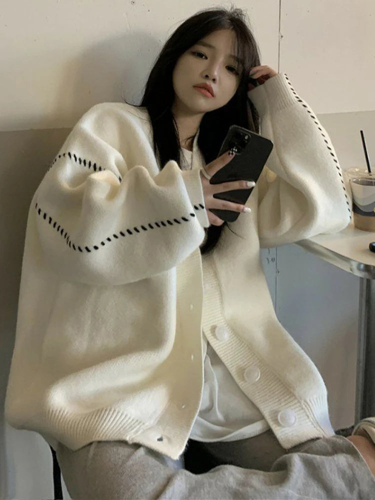 Sweater Cardigan Women Oversized Loose Coats Autumn Winter Sweet Jacket Korean Fashion College Style Cardigans Female Suéteres
