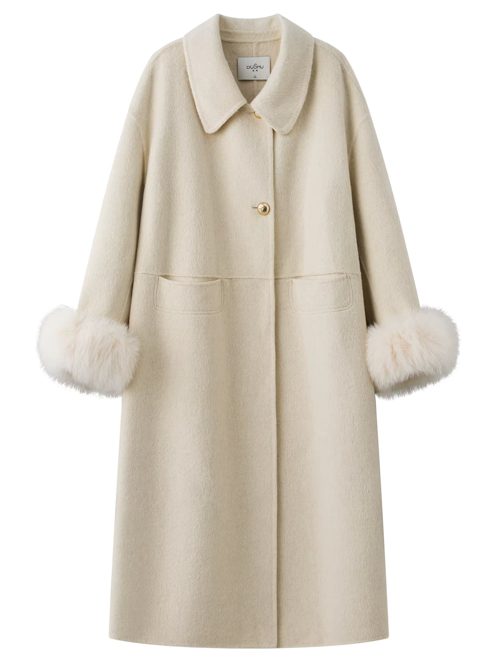 Plus Size Women's Detachable Collar Double Faced Wool Coat 2025 Winter Swan Style Tweed Overcoat Elegant Casual Outerwear