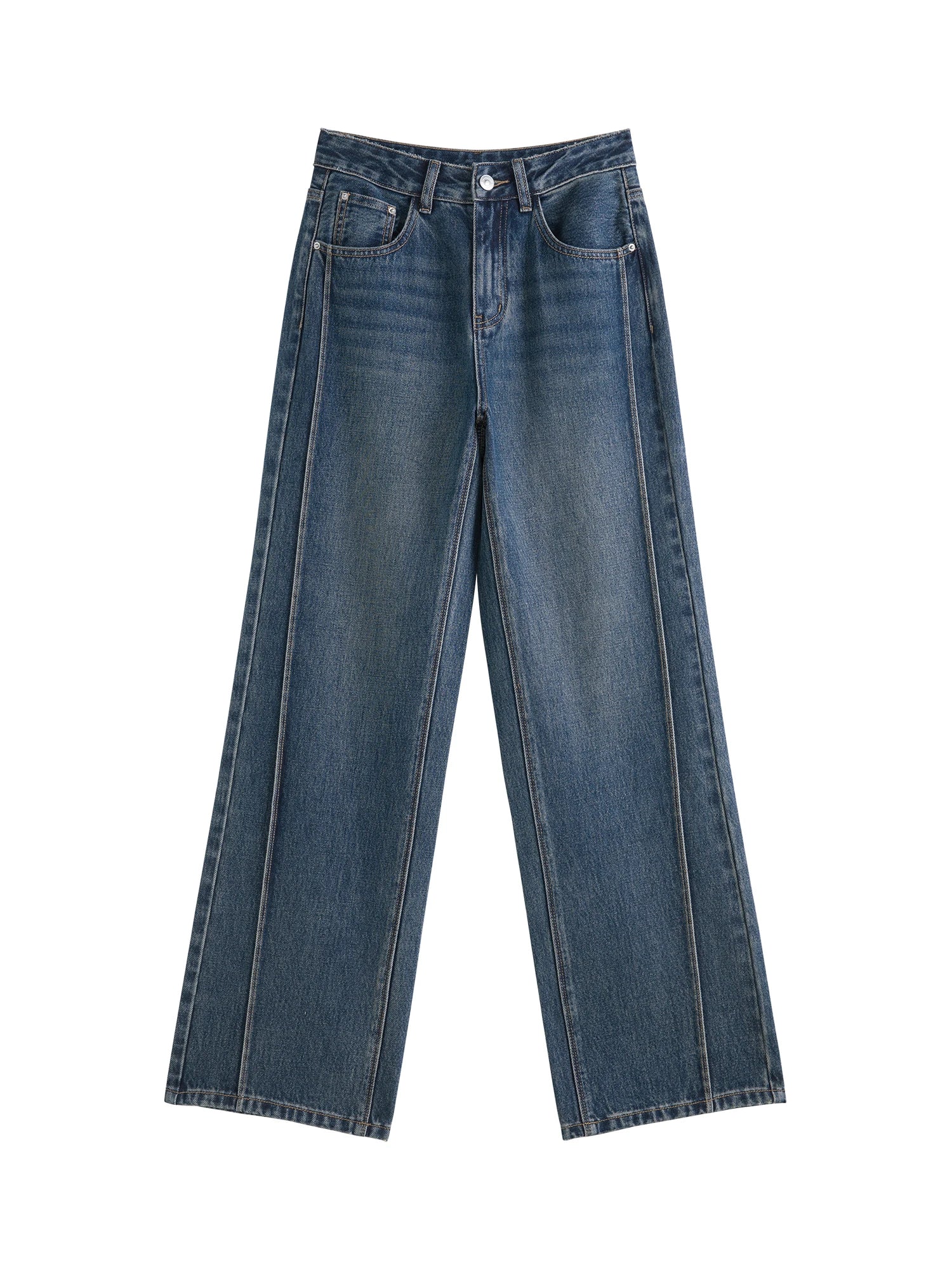 ZIQIAO Straight Jeans women 2024 autumn new white mopping pants straight all-match casual blue pants 24ZQ93015