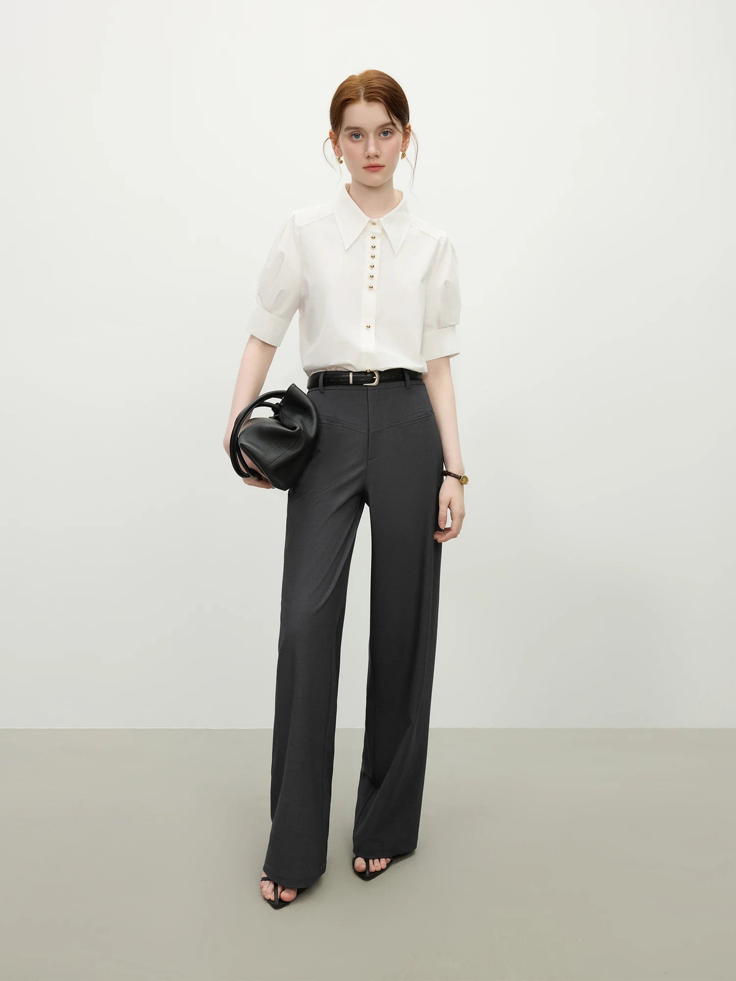 FSLE Elegant Temperament Style Commuting Lapel Short-sleeved Shirt For Women 2025 Summer New Design Formal