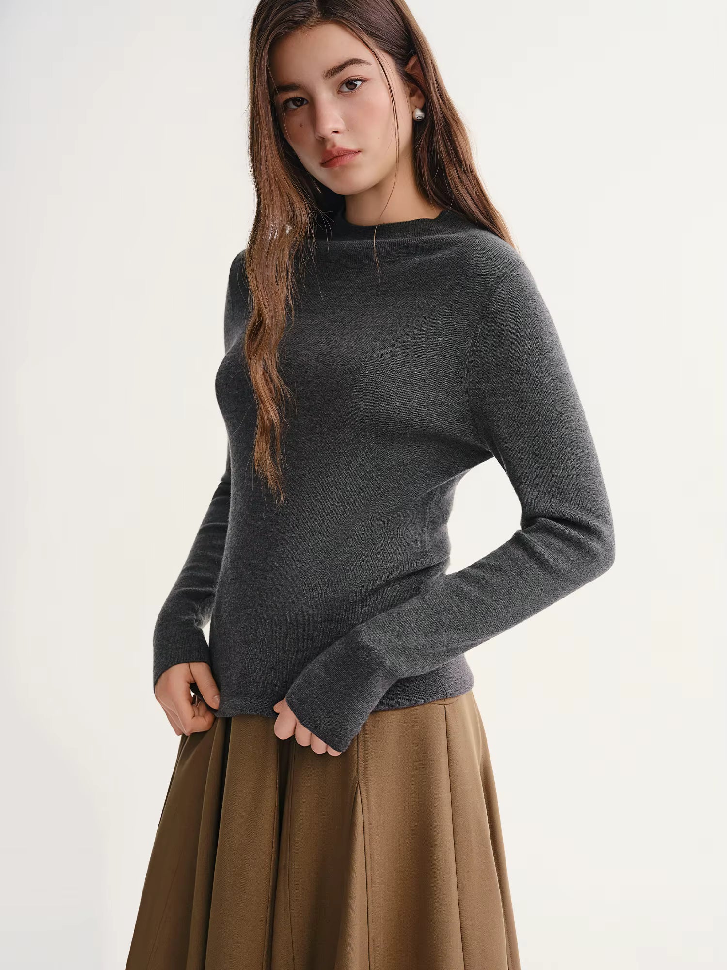Women's Thermal Wool Blend T-Shirt 2025 Winter Warm Long Sleeve Knitted Base Layer Top Multi-Color Casual Comfortable